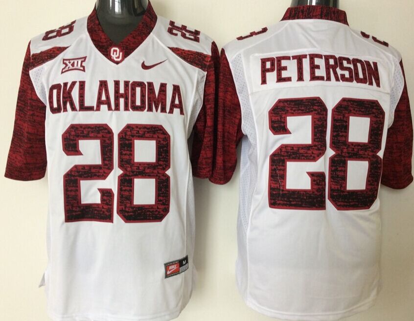Men Oklahoma Sooners #28 Peterson White Nike 2025 NCAA Jersey style 1->ncaa teams->NCAA Jersey